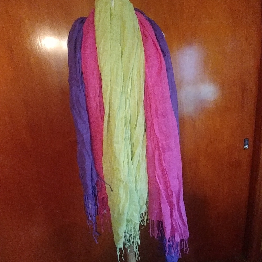 Lot of 3 Rayon scarfs 76 long ea.